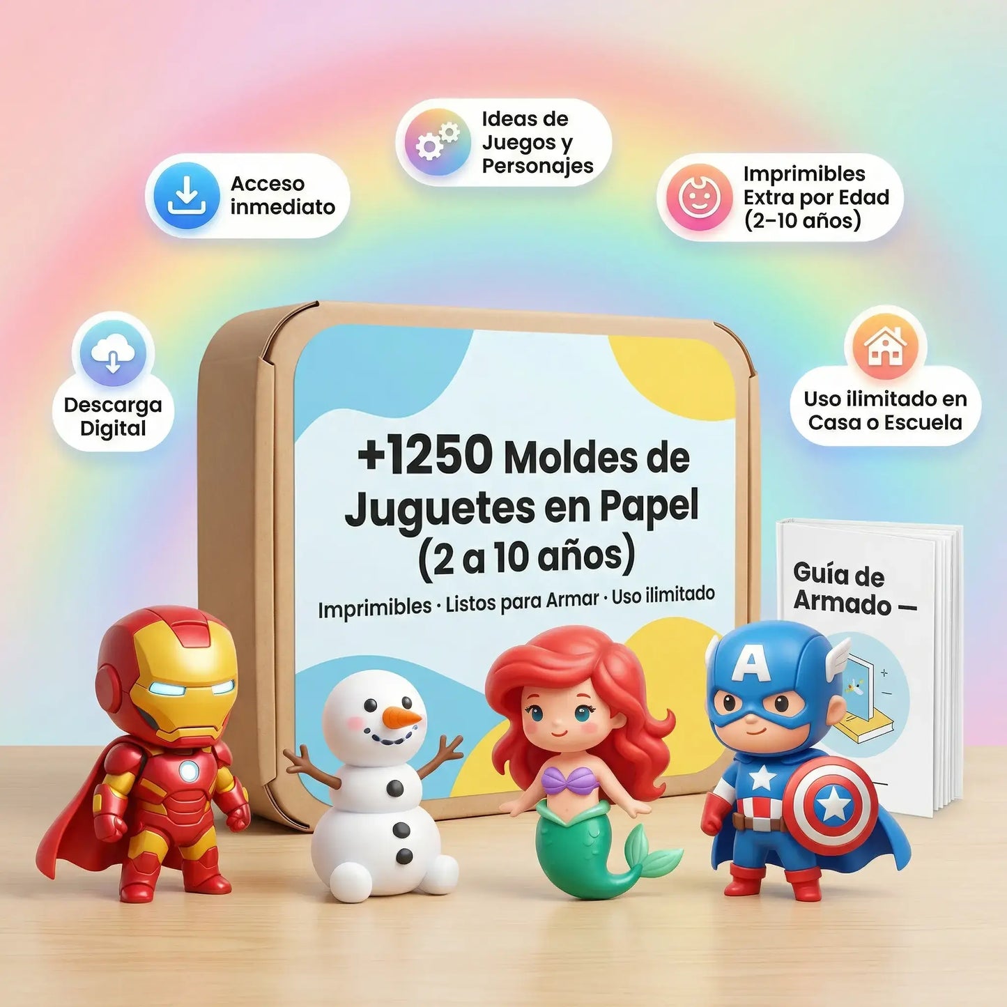 +1250 Moldes para Juguetes de Papel + 3 Bonus